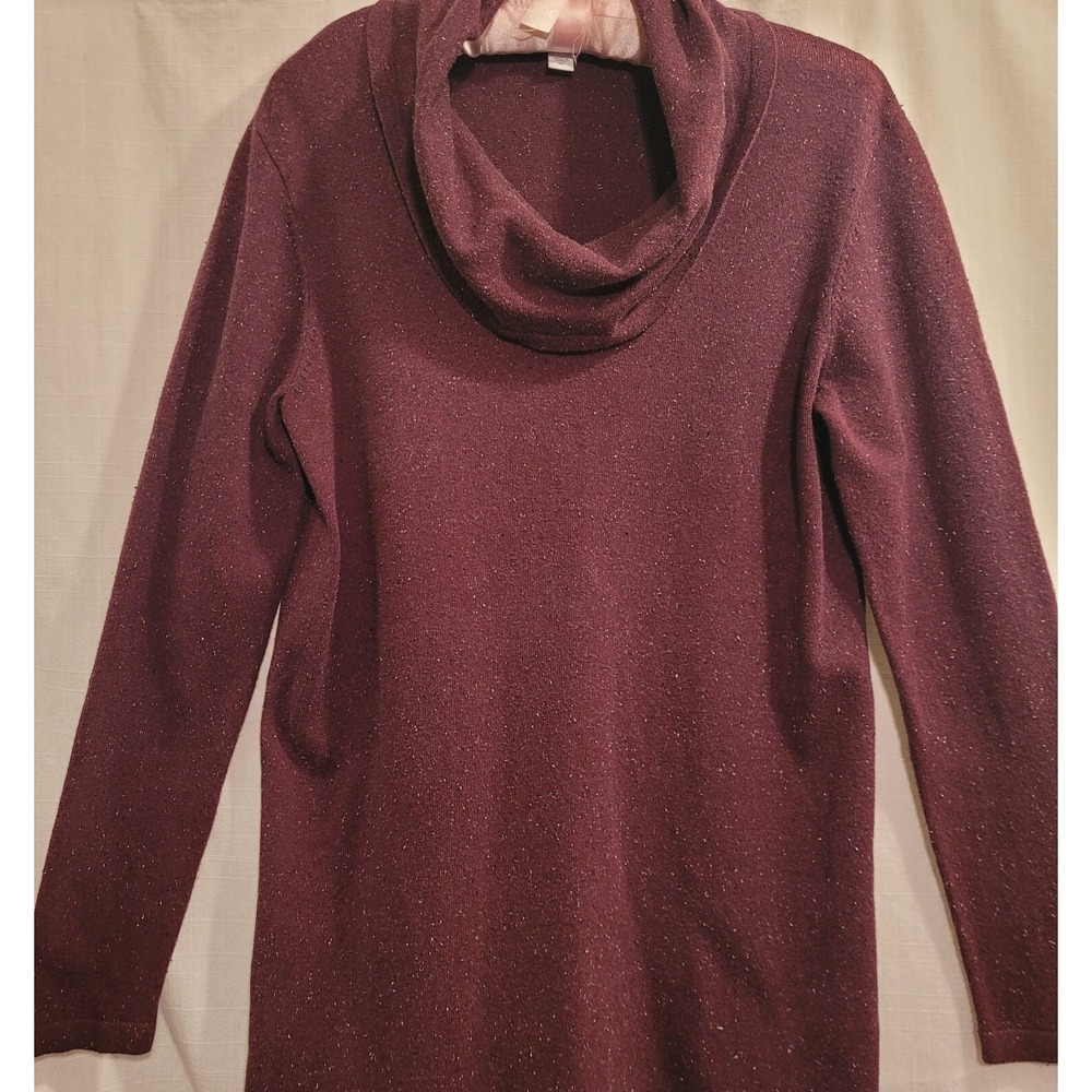 J Jill Tunic Sweater XS - Sm Marled Plum Wine Cowl Neck Long Sleev Knit Pullover